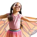 HearthSong Colorful Polyester Butterfly Wings Costume for Kids' Dress Up Imaginative Play, Orange