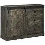 HOMCOM Farmhouse Sideboard Buffet Cabinet, Kitchen Cabinet Coffee Dark Grey 