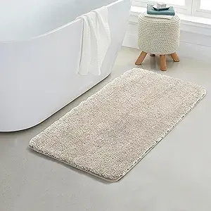 Yafa Home Fashion 1 Piece Solid Microfiber Soft Bathroom Rug, Non-Slip TPR Backing