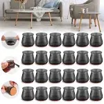 24PCS Upgraded Silicone Chair Leg Floor Protectors for Hardwood Floors, Furniture Sliders for Chair Legs, Felt Bottom Furniture Pads, Anti-Slip Round&Square Cap Covers to Scratch and Reduce Noise