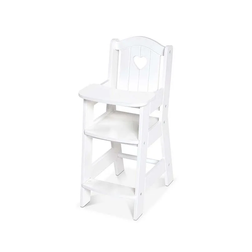 Melissa & Doug Mine to Love Wooden Play High Chair for Dolls, Stuffed Animals - White, Multi