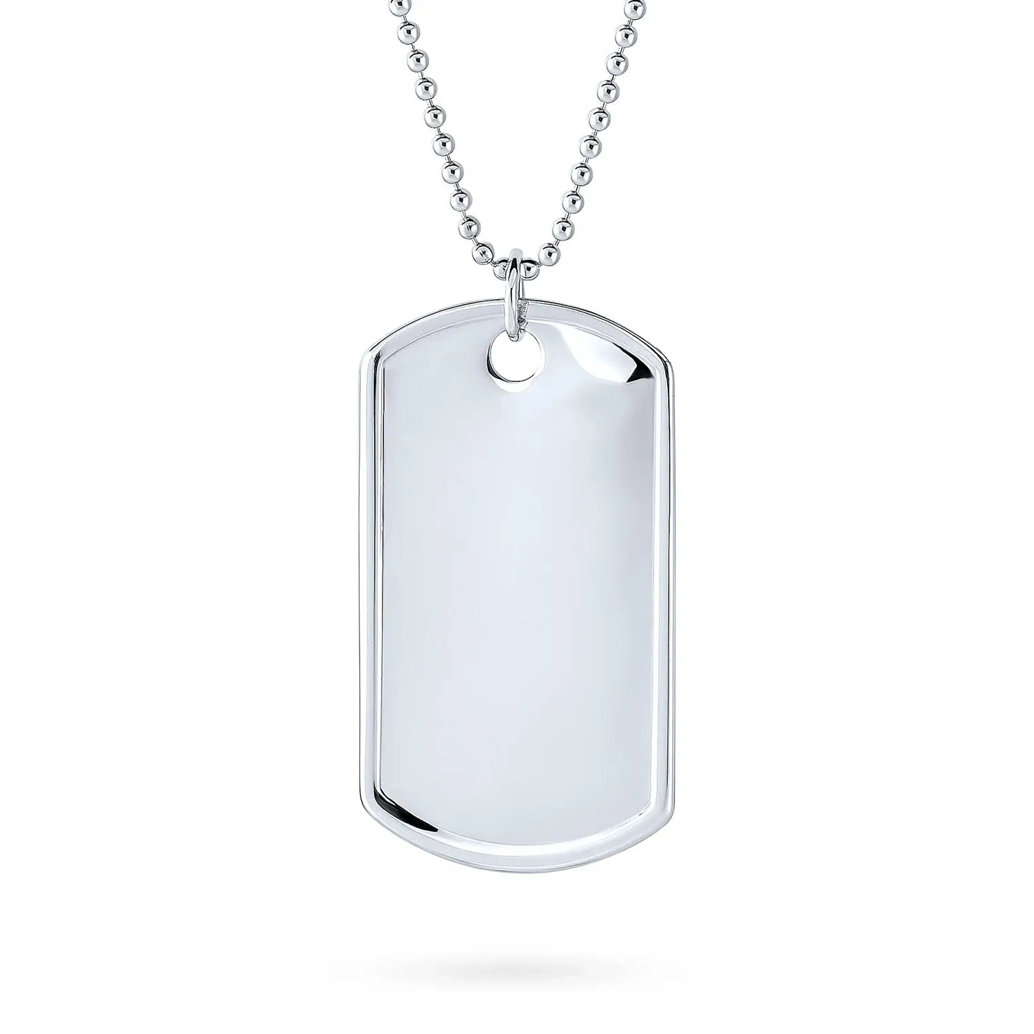 Personalized Traditional Mens Medium, Large X-large Army Identification Military Dog Tag Pendant Necklace For Men Teens .925 Sterling Silver Long Bead Ball Chain18,20 24 Inch Customizable