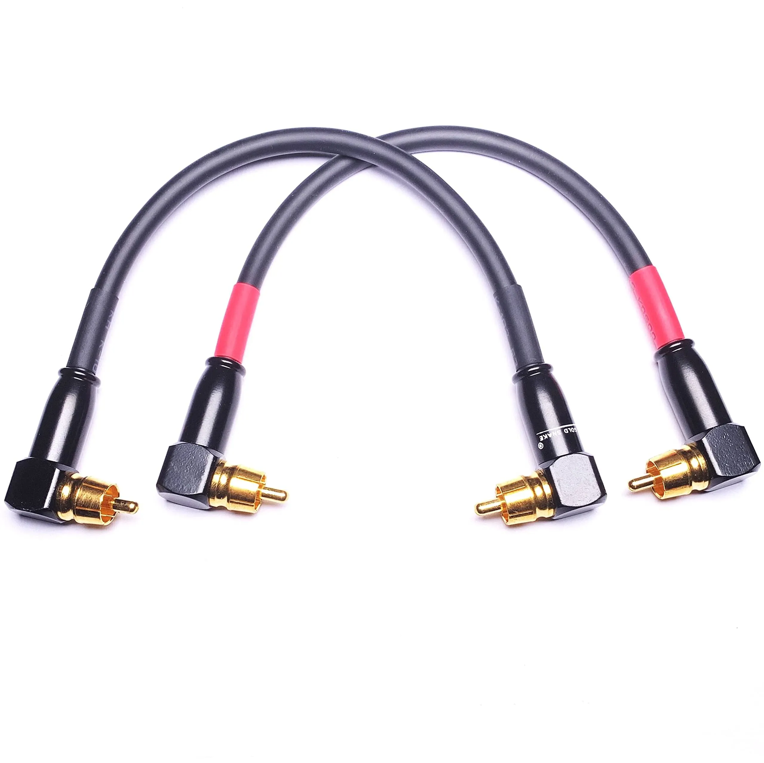 CESS-137-1f Right Angle RCA Preamp Jumpers Male to Male Patch Cable, 2 Pack (1 Foot)