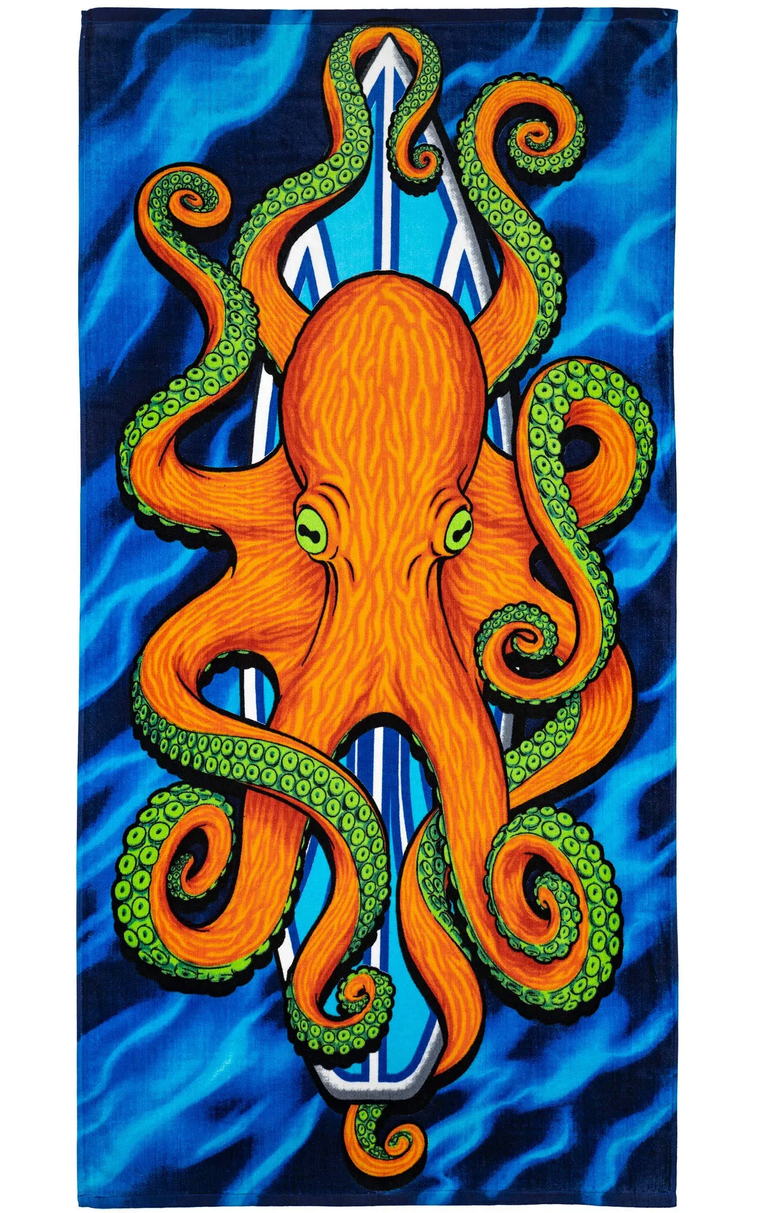 Dawhud Direct Surfboard Octopus Bath Towel Print 30x60 Pool Towel