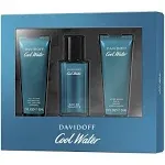 Davidoff Cool Water 3 Pc Set for Men -1.3 oz EDT+1.6 oz Aftershave +1.6 oz S/Gel