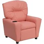 Flash Furniture Contemporary Kids Recliner with Cup Holder-Pink Vinyl