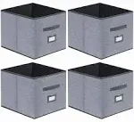 Onlyeasy Extra Large Cloth Storage Bins Foldable Cube Storage Bin 4 Pack - Fabric Cube Organizers Container Drawers with Dual Handles for Shelves, 13"