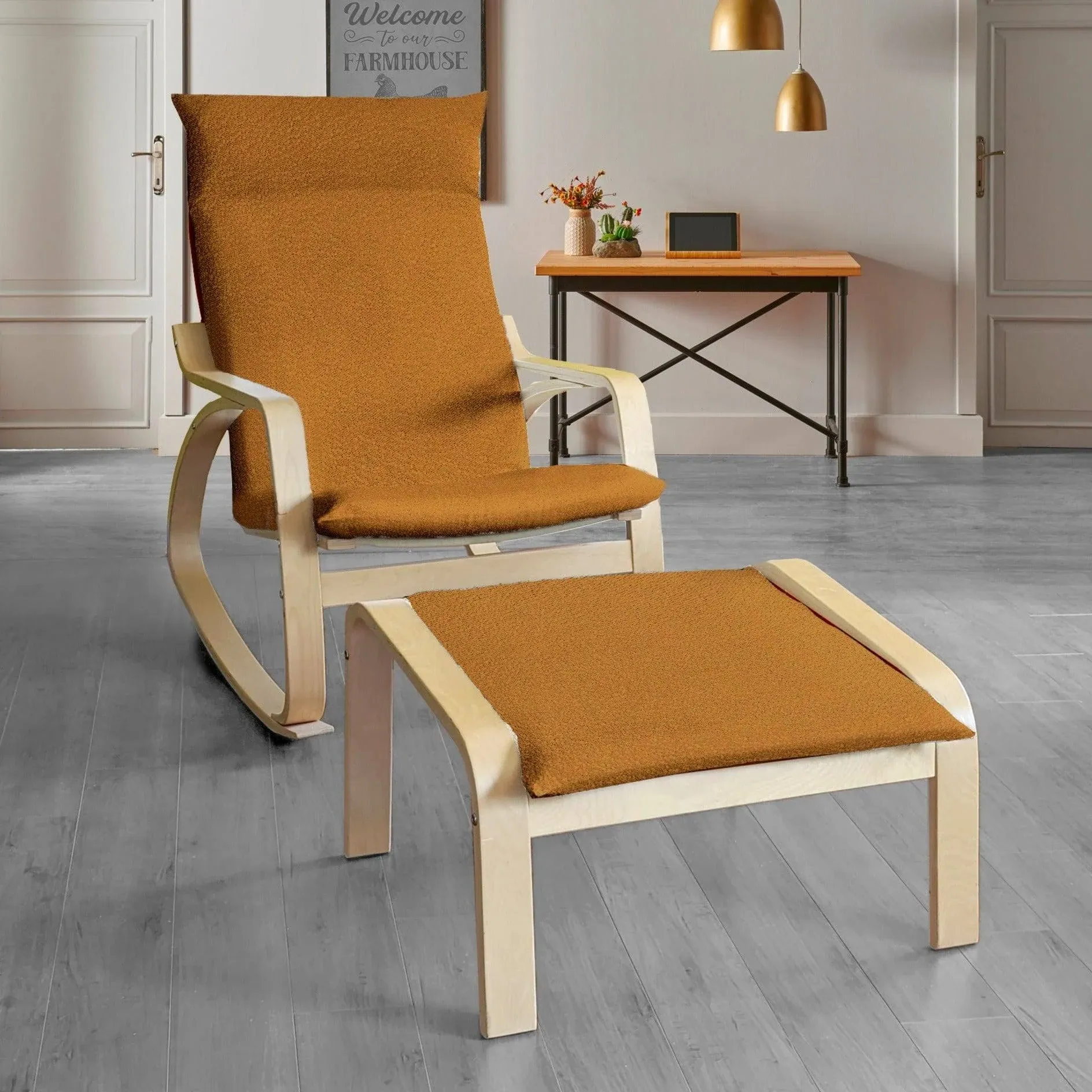 Boucle Cinnamon Chair and Footstool Covers, Compatible with Ikea POÄNG