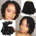 Lifabeauty 8 Packs Short Spring Twist Kids Crochet Hair Pretwisted Passion Twist Crochet Hair Curly Pre Looped Crochet Braids Hair Bomb Twist