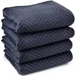 Sure-Max 4 Moving & Packing Blankets - Pro Economy - 80" x 72" (35 lb/dz Weight) - Professional Quilted Shipping Furniture Pads Navy Blue and Black