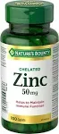 Nature's Bounty Zinc 50 mg Caplets, Unflavored, 100 Count, Pack of 2