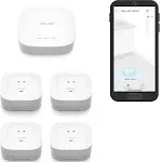 YoLink Smart Home Starter Kit: Hub & Water Leak Sensor 4 with 105dB Audio Alarm 4-Pack, SMS/Text, Email & Push Notifications, Freeze Warning, LoRa Up to 1/4 Mile Open-Air Range, w/Alexa, IFTTT