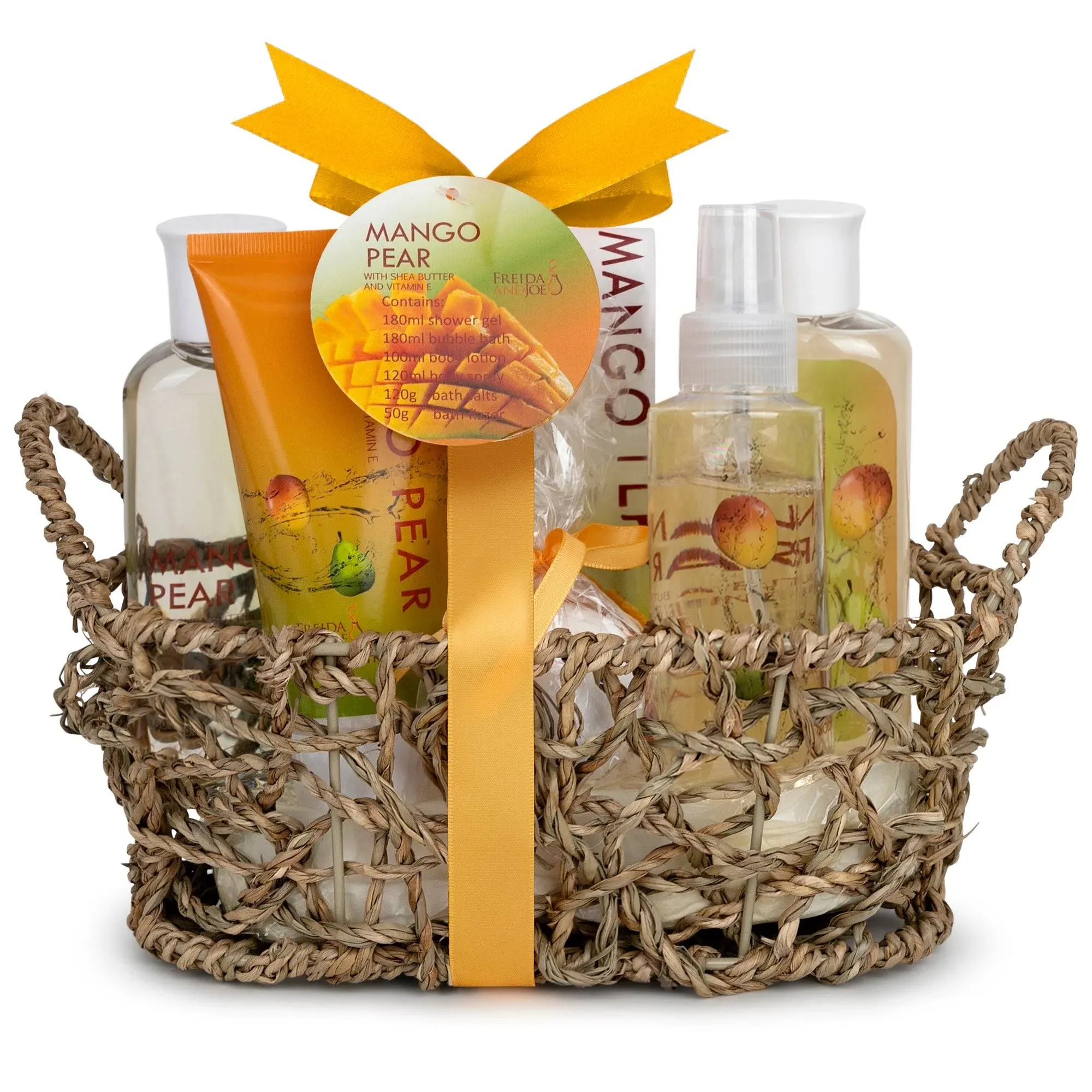 Freida & Joe Mango Pear Spa Gift Set in Woven Antique Basket