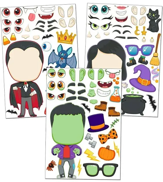 Joyin 36 Pcs Make-a-Face Halloween Sticker Sheets