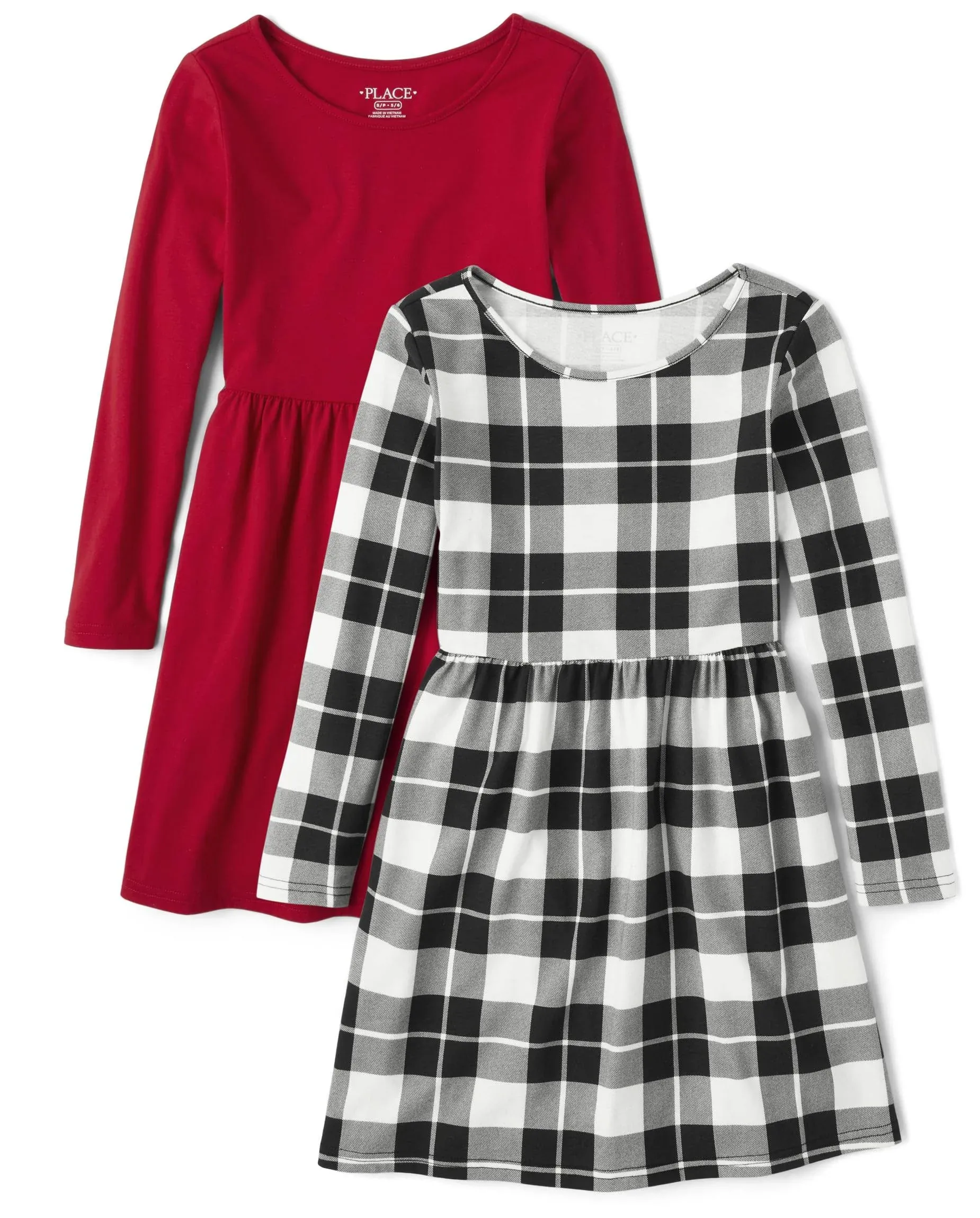 The Children's Place Girls 2-Pack Long Sleeve Dress, Sizes Xs-xxl