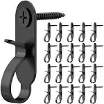 String Lights Hanger Hooks, Stainless Steel Lights Clips, Outdoor Screw Hooks for Christmas Party Easy Release Wire and Fairy Led Lights, 20 Packs - Black