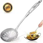 Zulay Kitchen Large Stainless Steel Slotted Skimmer Spoon - 14.5 Inches, Silver