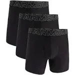 Under Armour Performance Tech 6" Boxer Briefs for Men 3-Pack - Black/Black - S