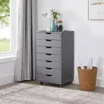 Naomi Home 7 Drawer Dresser for Bedroom, Stylish Tall Dressers with Wheels, Storage Shelves, Small Dresser for Closet, Makeup Dresser with 180 lbs