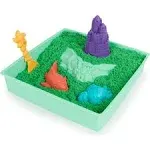 Kinetic Sand, Sandbox Set with 1lb Green Play Sand, 4 Tools & Molds, Storage, Sensory Toys for Kids Ages 3 and up