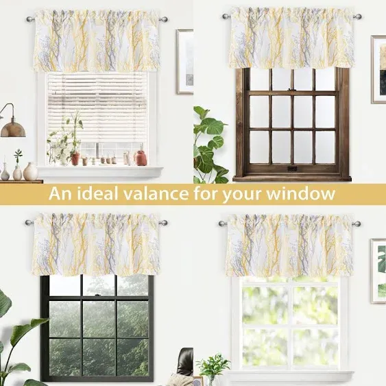 Driftaway Tree Branch Abstract Ink Printing Lined Thermal Insulated Window Curtain Valance Rod Pocket