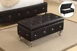 Kings Brand Furniture - Tufted Design Black Upholstered Storage Bench Ottoman