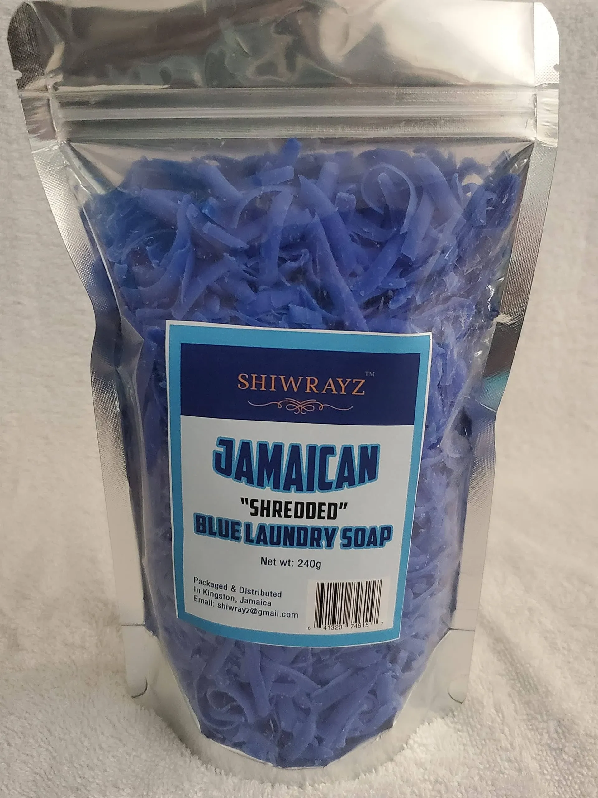 Shiwrayz Jamaican Shredded Blue Laundry Soap, Shredded Cake Soap- Soap Flakes-makes your white clothes whiter- 240G- 1Pk.