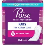 Poise Incontinence Pads & Postpartum Incontinence Pads, 4 Drop Moderate Absorbency, Long Length, 108 Count (2 Packs of 54), Packaging May Vary