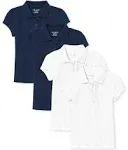 The Children's Place Girls Uniform Ruffle Pique Polo 4-Pack | Size XS (4) | 100% Cotton