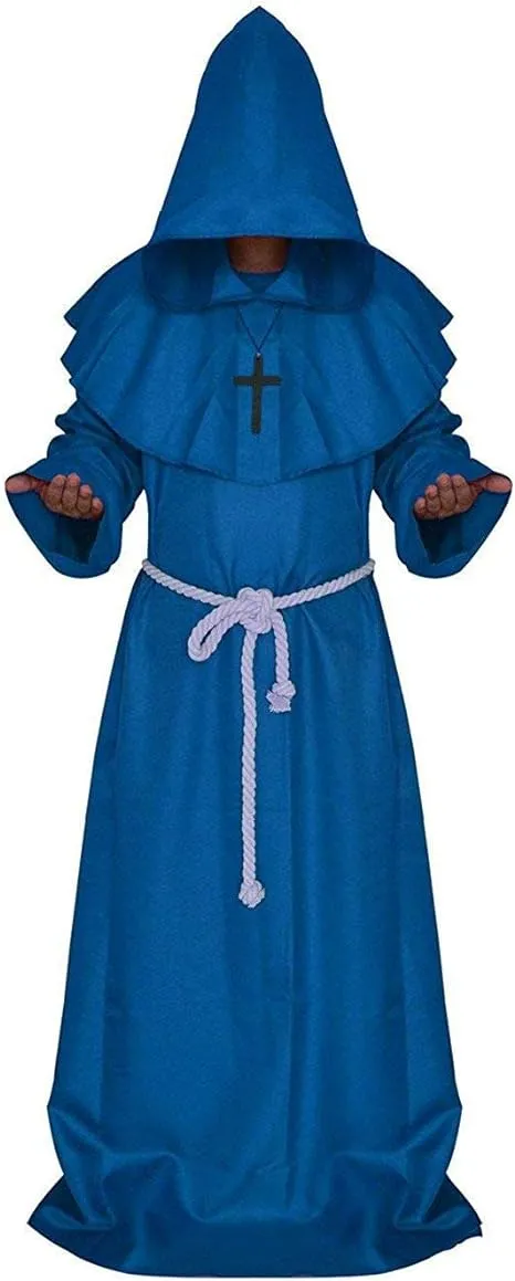 Friar Medieval Hooded Monk Renaissance Priest Robe Costume Cosplay