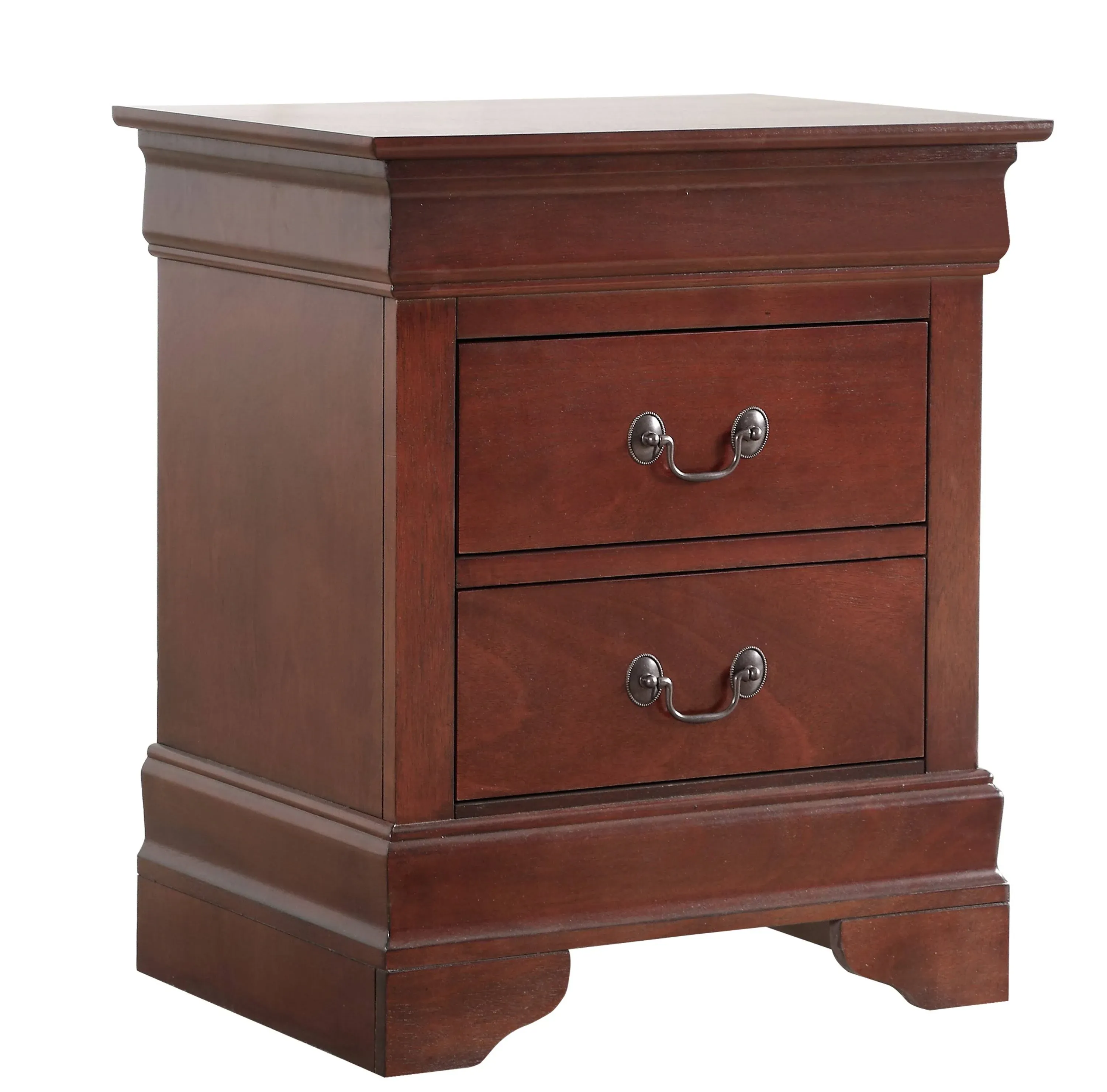 Glory Furniture Lewis 2-Drawer Wood Nightstand Cherry Stained