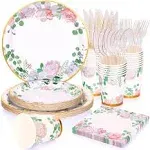 Floral Party Decorations Bridal Shower Plates And Napkins Sets For 24 Guesttea P