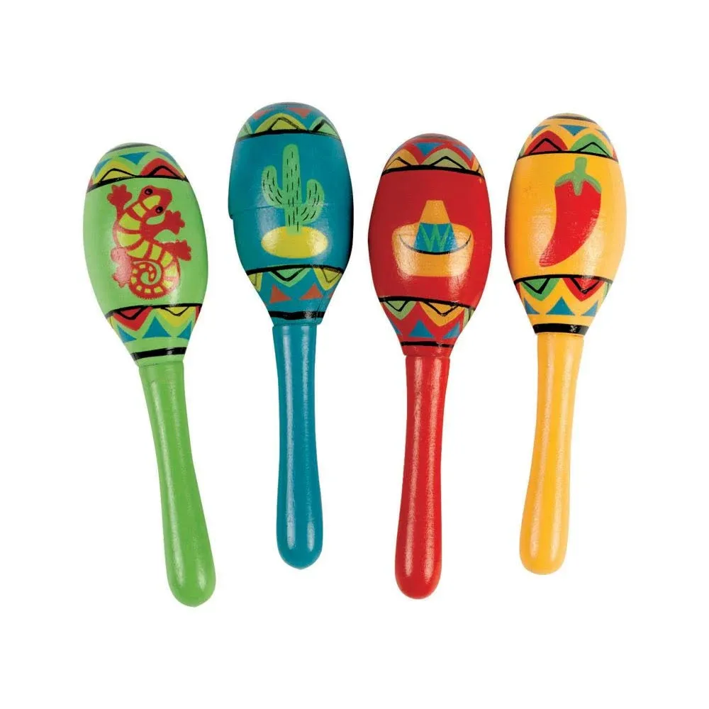 Fun Express 12 Pieces- Wooden Fiesta Maracas- Educational and Learning Activities for Kids