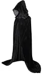 VGLOOK Unisex Hooded Cloak Velvet Cape for Halloween Cosplay Costumes 59 inch Black