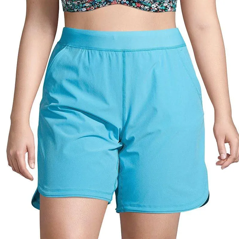 Lands' End Women's Plus Size Quick Dry Modest Swim Shorts with Panty