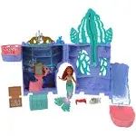 Mattel Disney The Little Mermaid Storytime Stackers Playset, Ariel’s Grotto Stackable Doll House with Small Doll & 10 Accessories