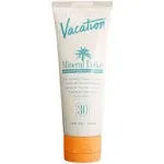 Vacation Loción mineral de protección solar SPF 30 + paquete de ambientador, protector solar de zinc premium para pieles sensibles, protector solar hidratante + ligero a base de minerales, probado por dermatólogos, 3.4 onzas líquidas