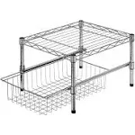 Honey Can Do® 15"W x 11"H x 18"D Chrome Closet Shelf with Storage Basket