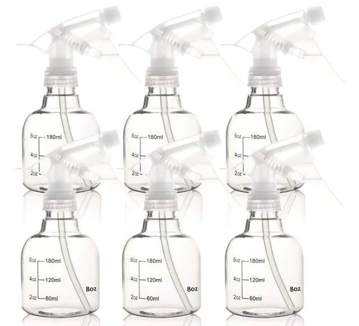 Youngever 6 Pack Empty Plastic Spray Bottles, Spray Bottles for Hair and Cleaning Solutions (8 Ounce)