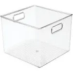 mDesign Plastic Storage Organizer Bin with Handle for Bathroom Vanity Organization or Bathroom Accessories, Organizer for Bathroom Cabinet, Under Sink Storage or Closet Shelf - Ligne Collection, Clear