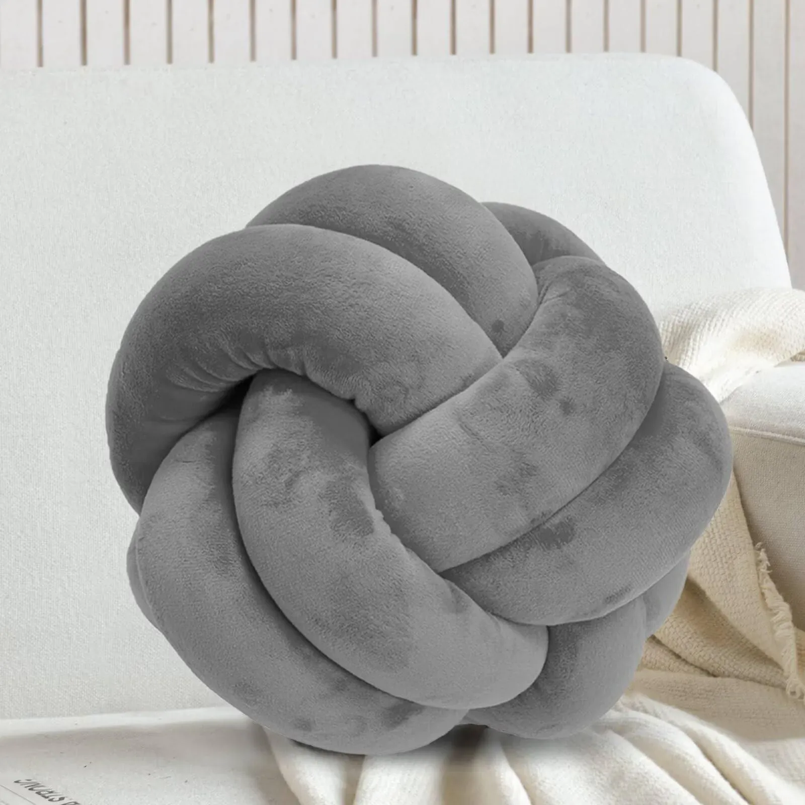 Wadser Short Plush Knot Ball Pillow, Waist Cushion Pillow Home Decoration Plush ...