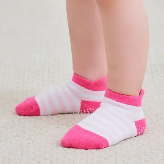 Zaples Baby Non Slip Grip Ankle Socks with Non Skid Soles for Infants Toddlers Kids Boys Girls