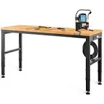 48" W Adjustable Height Wood Top Workbench VEVOR