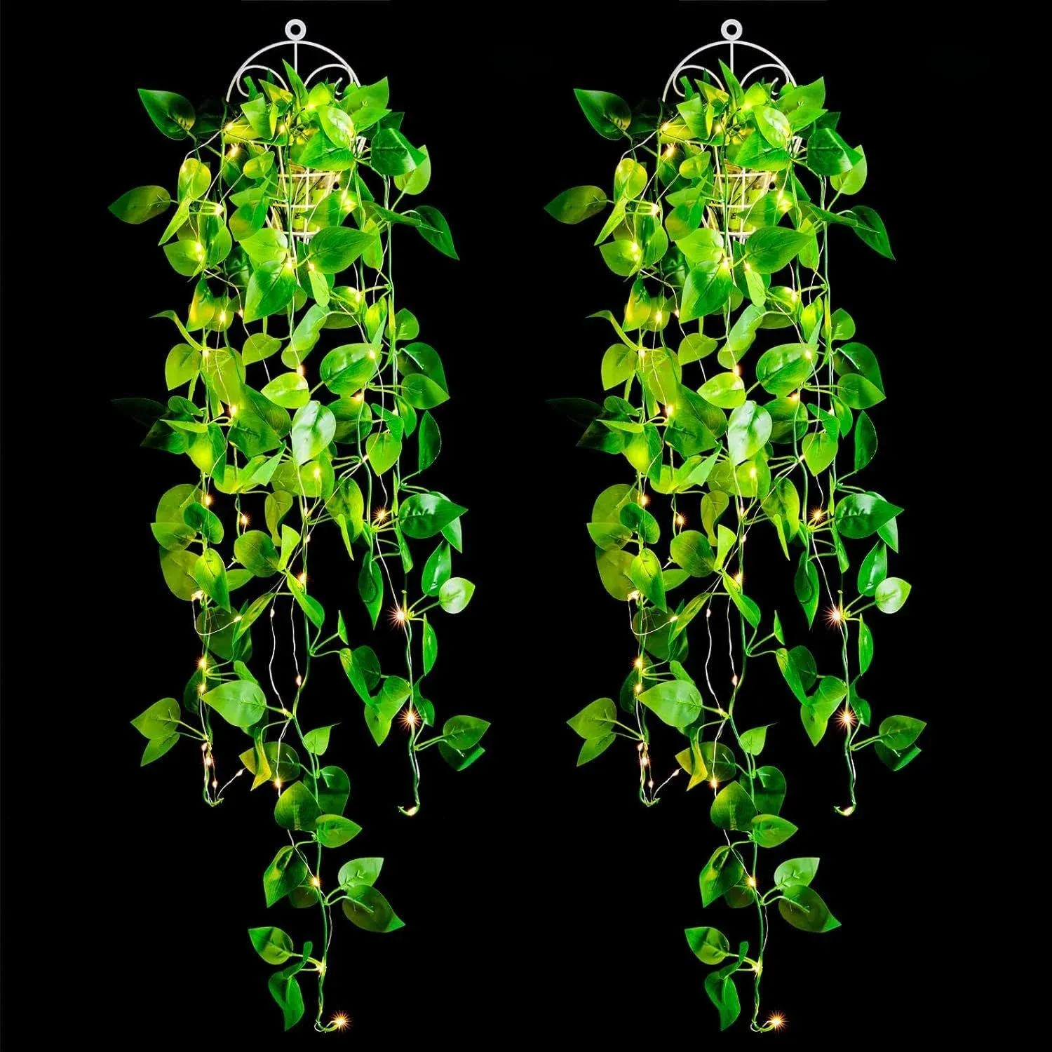 2 Packs Artificial Hanging Plants with Lights, 3.4 Feet Fake Hanging Plant with 