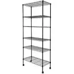 Simple Deluxe Heavy Duty 3-Shelf Shelving with Wheels, Adjustable Storage Units, Steel Organizer Wire Rack, Chrome