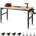 VEVOR Adjustable Workbench with Universal Wheels & Power Outlets, 2000 lbs Load Capacity