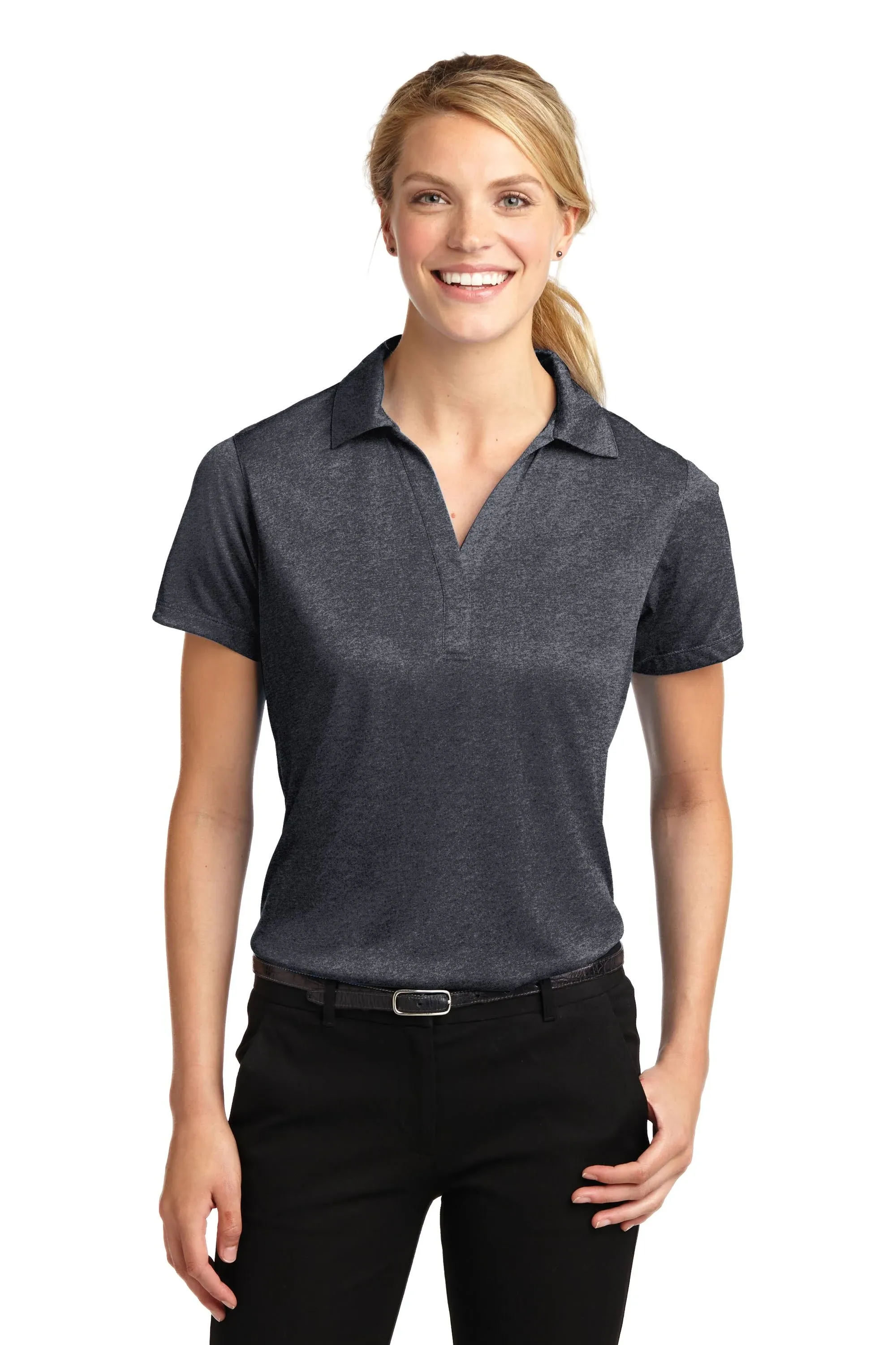 Sport-Tek LST660 Ladies Heather Contender Polo Graphite Heather XXL