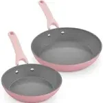 DASH Dream Green Ceramic Frying Pan Set of 2, 9.5" & 11" Fry Pans, Pink - Recycled Aluminum and Ceramic, Nonstick Cookware Set, Oven Safe and Compatible with All Cooktops