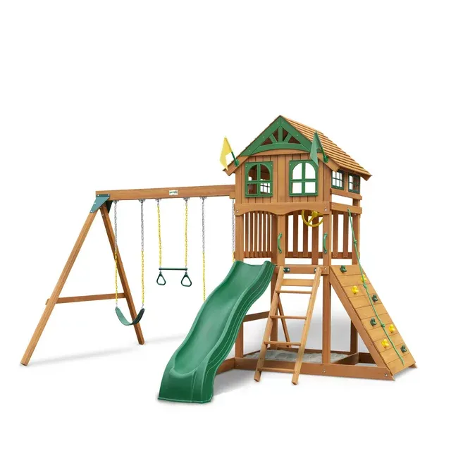 Avalon Swing Set with Wood Roof Gorilla Playsets