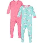 Gerber Baby Girls' 2-Pack Footed Pajamas